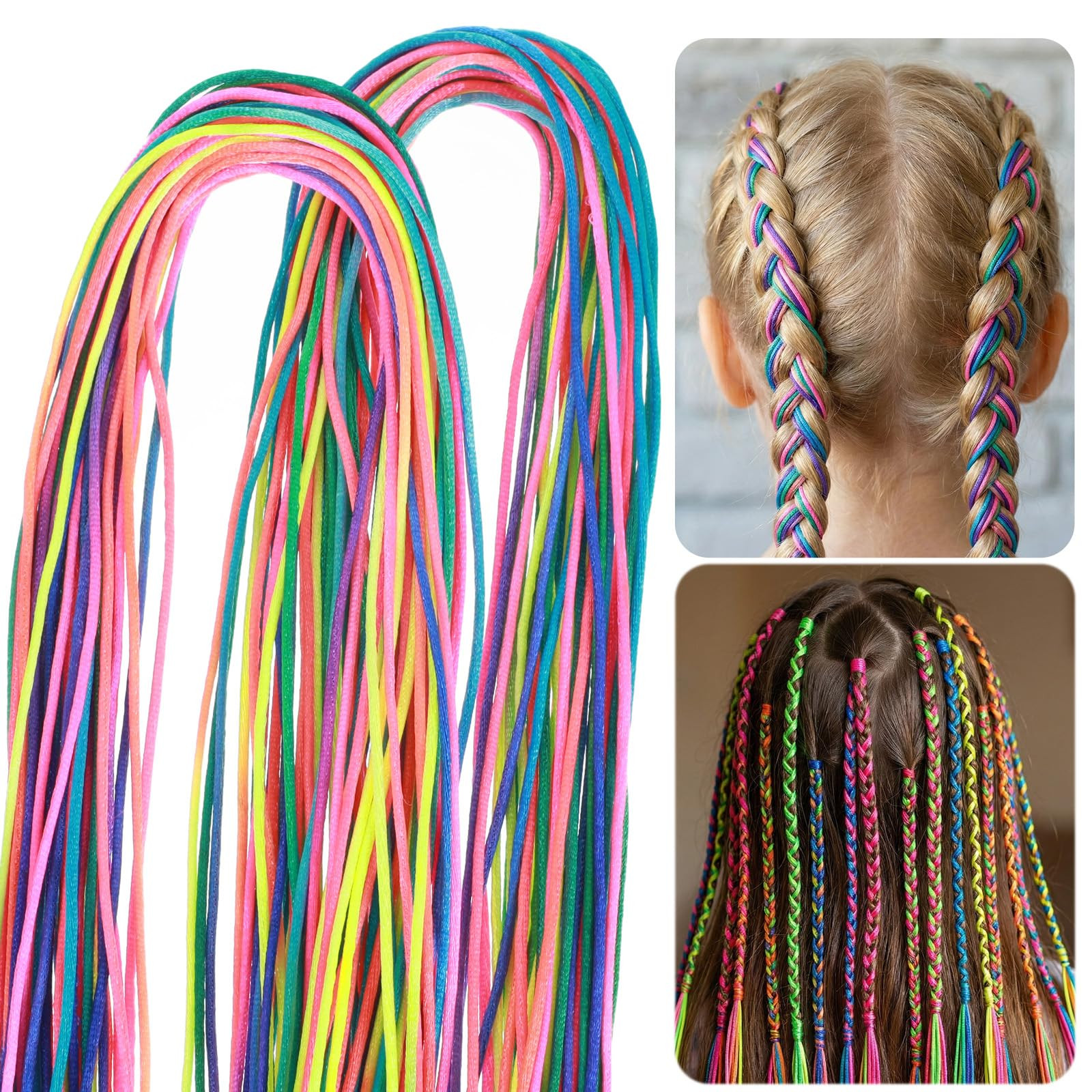 Nogeqi 64pcs Colorful Hair Strings for Braids, Hair Wrap String, Assorted Rainbow Hairs Rope for ... | Amazon (US)