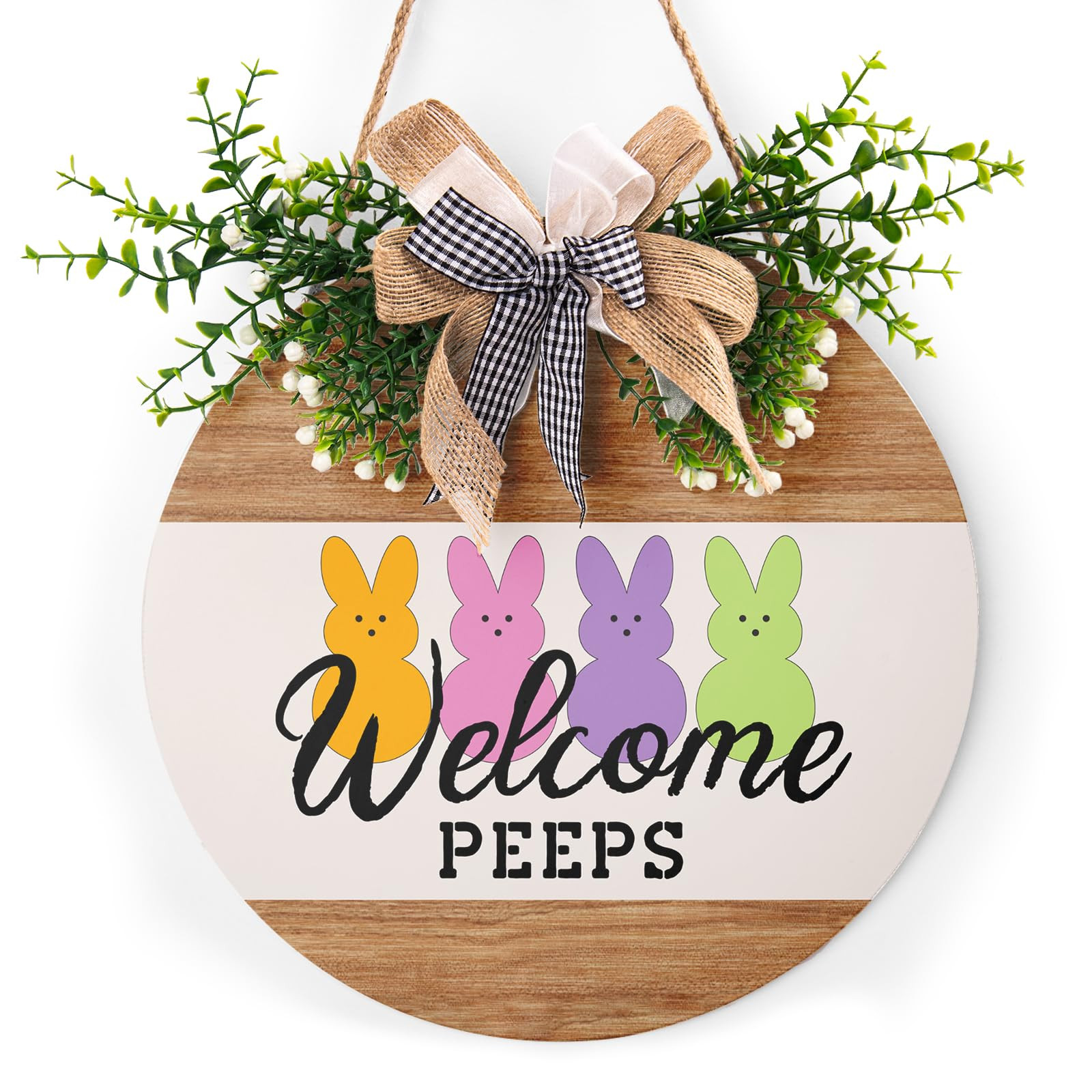 Harooni Easter Decorations Welcome Peeps Door Sign, Cute Bunny Easter Wreaths for Front Door Farm... | Amazon (US)