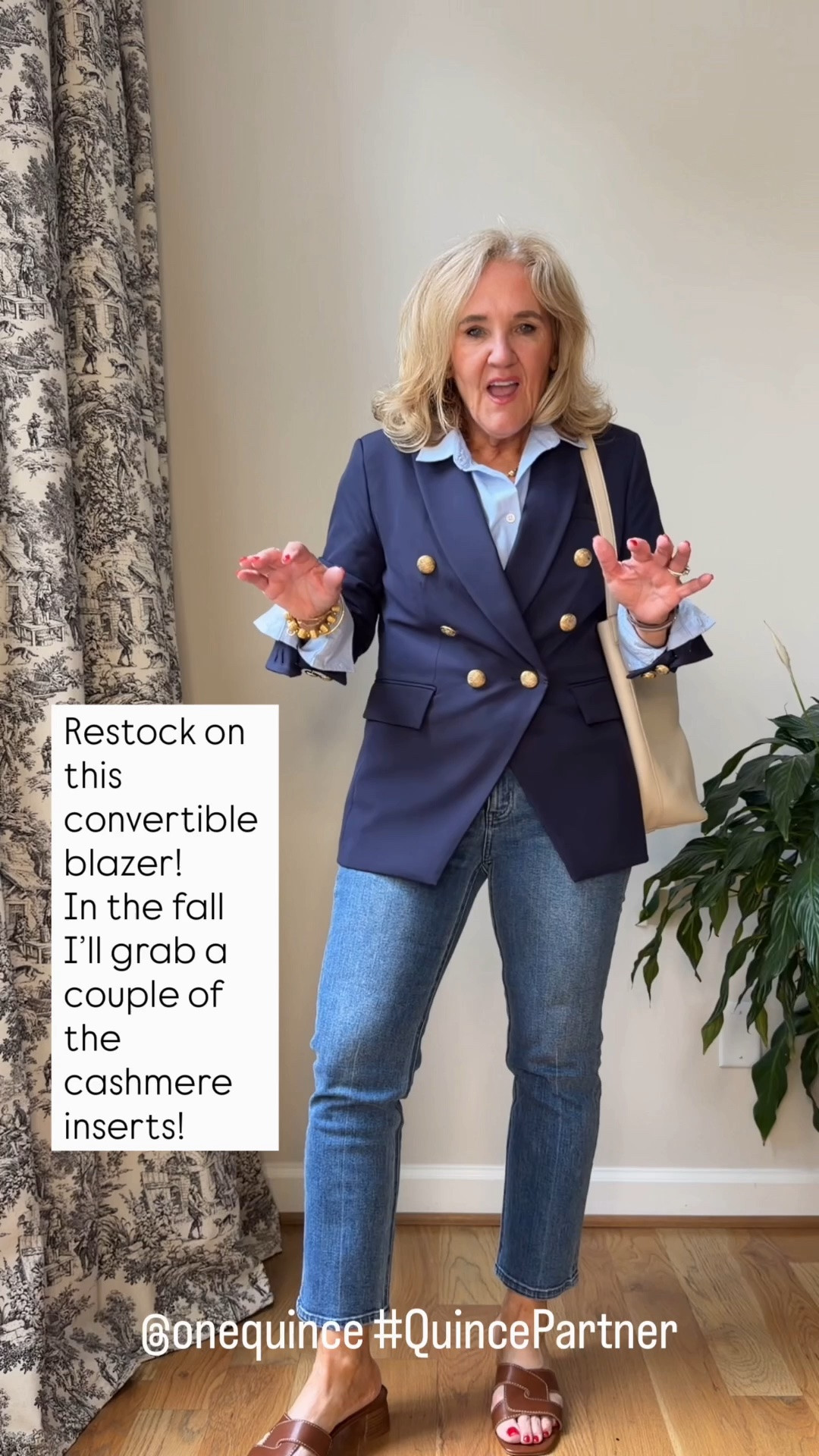 Blazer medium did need to cover the sleeves, a good 3 inches ￼
Oxford size medium
Jeans 29 short

#LTKOver40 #LTKootd #LTKPetite