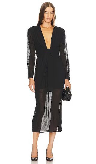 Alofi Midi Dress in Black Long Sleeve Dress Long Sleeve Midi Dress Long Sleeve Wedding Guest Dress | Revolve Clothing (Global)