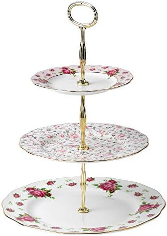 Royal Albert New Country Roses 3-Tier Cake Stand, Mostly White with Multicolored Floral Print | Amazon (US)