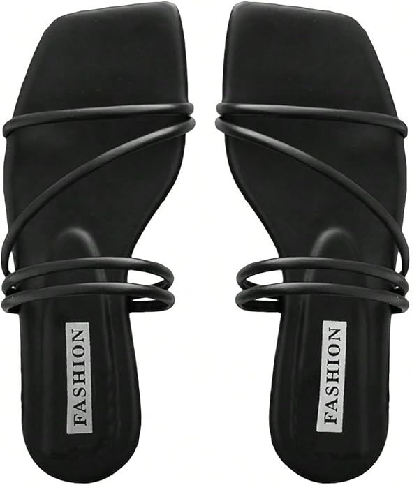 GORGLITTER Women's Strappy Sandals Criss Cross Strap Flat Sandals Open Toe Slides Shoes | Amazon (US)