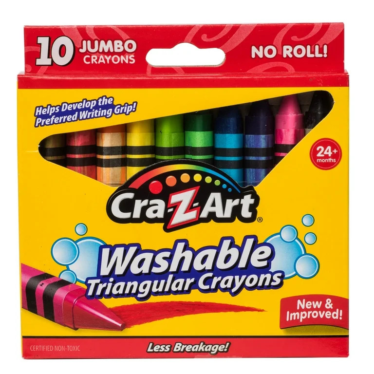 Cra-Z-Art Jumbo Washable Triangular Crayons, 10 Assorted Colors, School Supplies | Walmart (US)