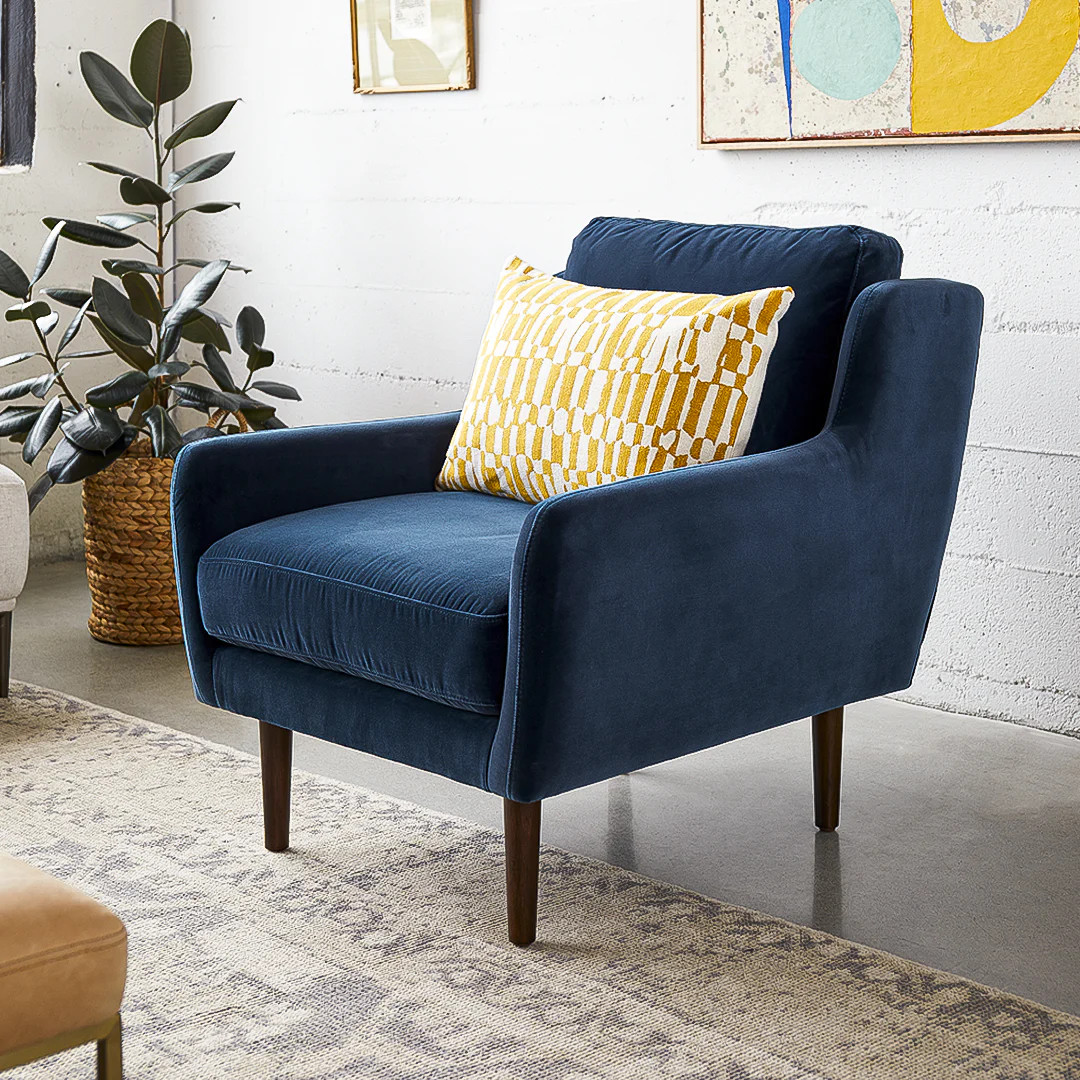 Matrix 30.5" Velvet Lounge Chair - Cascadia Blue | Article