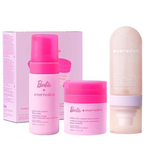 Evereden Happy Face DUO Barbie Edition & Multi-Vitamin Hydrating Mist Set: Multi-Vitamin Kids Face Wash & Cream, Preppy Skincare Spray, & Barbie Gift Bundle - Gentle, Clean, & Vegan | Amazon (US)