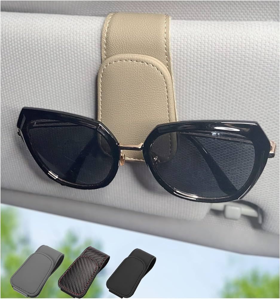 Magnetic Leather Sunglass Holder for Car, Sunglasses Clip for Car Visor, Auto Interior Accessorie... | Amazon (US)