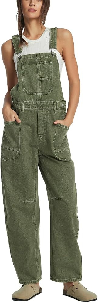 Women's Denim Bib Overalls Casual Adjustable Strap Jean Jumpsuit Denim Romper With Pockets | Amazon (US)