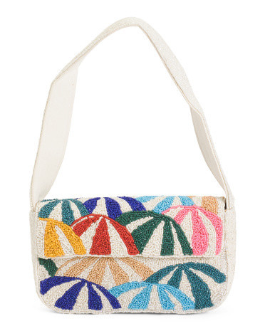 Beaded Beach Umbrella Shoulder Bag For Women, Leather | TJ Maxx