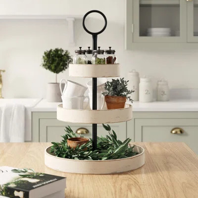 Mcclary Tiered Stand Gracie Oaks Color: Antique White | Wayfair North America