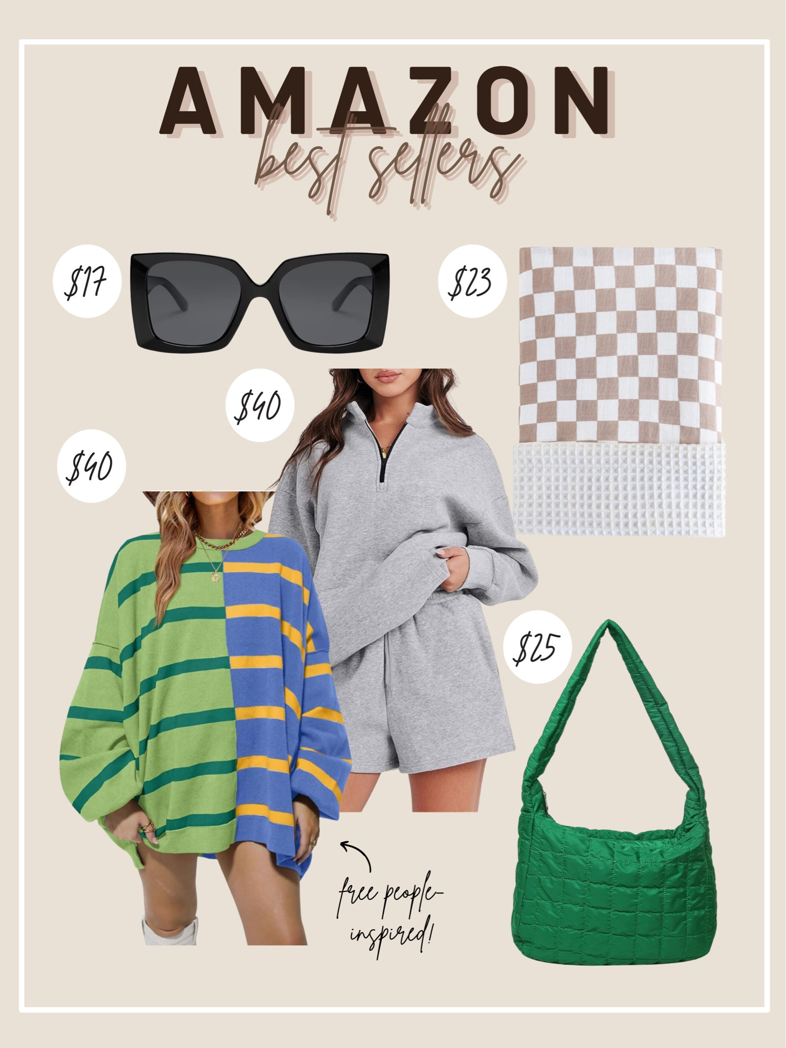 Our favorites from Amazon! Living for this cozy Free People inspired sweater, and Baby Bryson looks so cute in his checkered swaddle!

Amazon finds, Amazon favorites, favorite sunnies, favorite sunglasses, quilted purses, amazon baby favorites, Amazon sunglasses, cute sweaters amazon, cute 2 piece knit

#LTKbump #LTKbaby #LTKmidsize