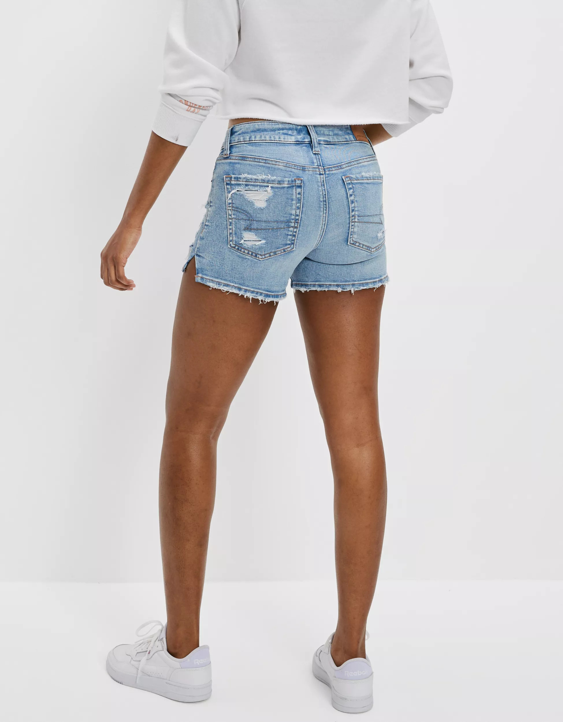 AE Ne(x)t Level Denim Midi Short | American Eagle Outfitters (US & CA)