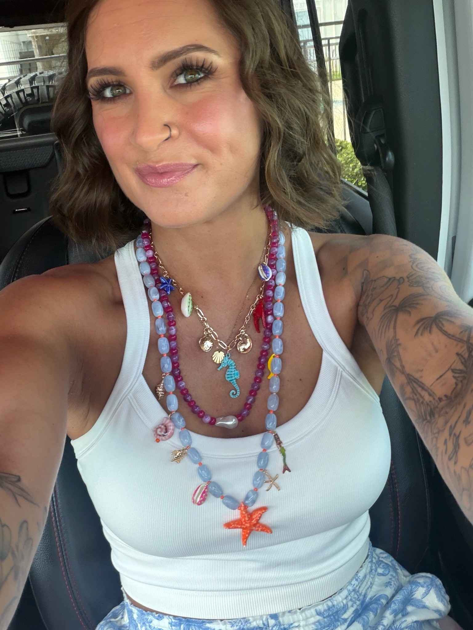 How fun is this necklace stack?! They are separate if you want to wear them separate.