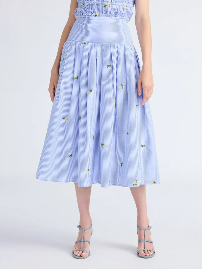 Free Assembly Women's and Women’s Plus Pleated Cotton Maxi Skirt, Sizes 0-28W | Walmart (US)