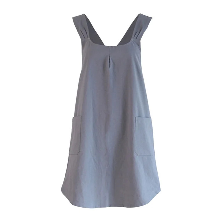 Linen Cross Back Kitchen Cooking Aprons for Women with Pockets Cute for Baking Painting Gardening... | Walmart (US)