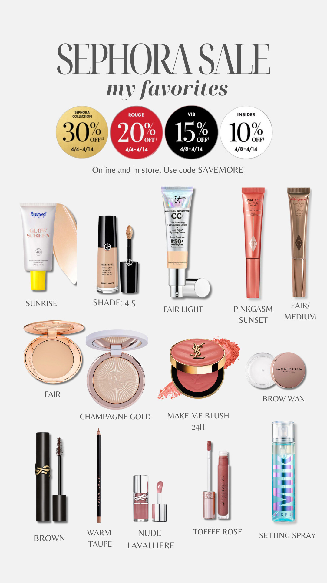 The Sephora sale is here. Here are a few of my everyday makeup favorites + shades I wear! 

 

#LTKSaleAlert #LTKBeauty