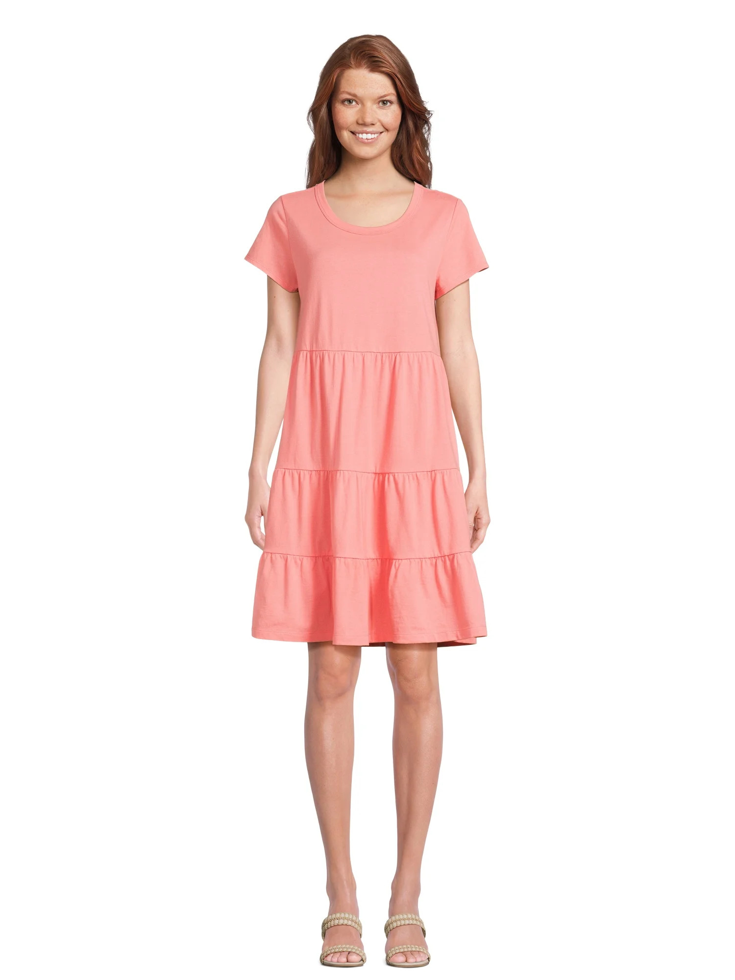 Time and Tru Women's Tiered Knit Dress | Walmart (US)