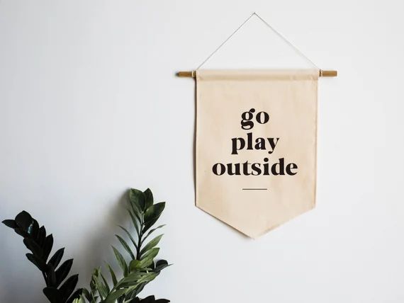 Go Play Outside Canvas Banner  Modern Typographic Playroom or - Etsy | Etsy (US)
