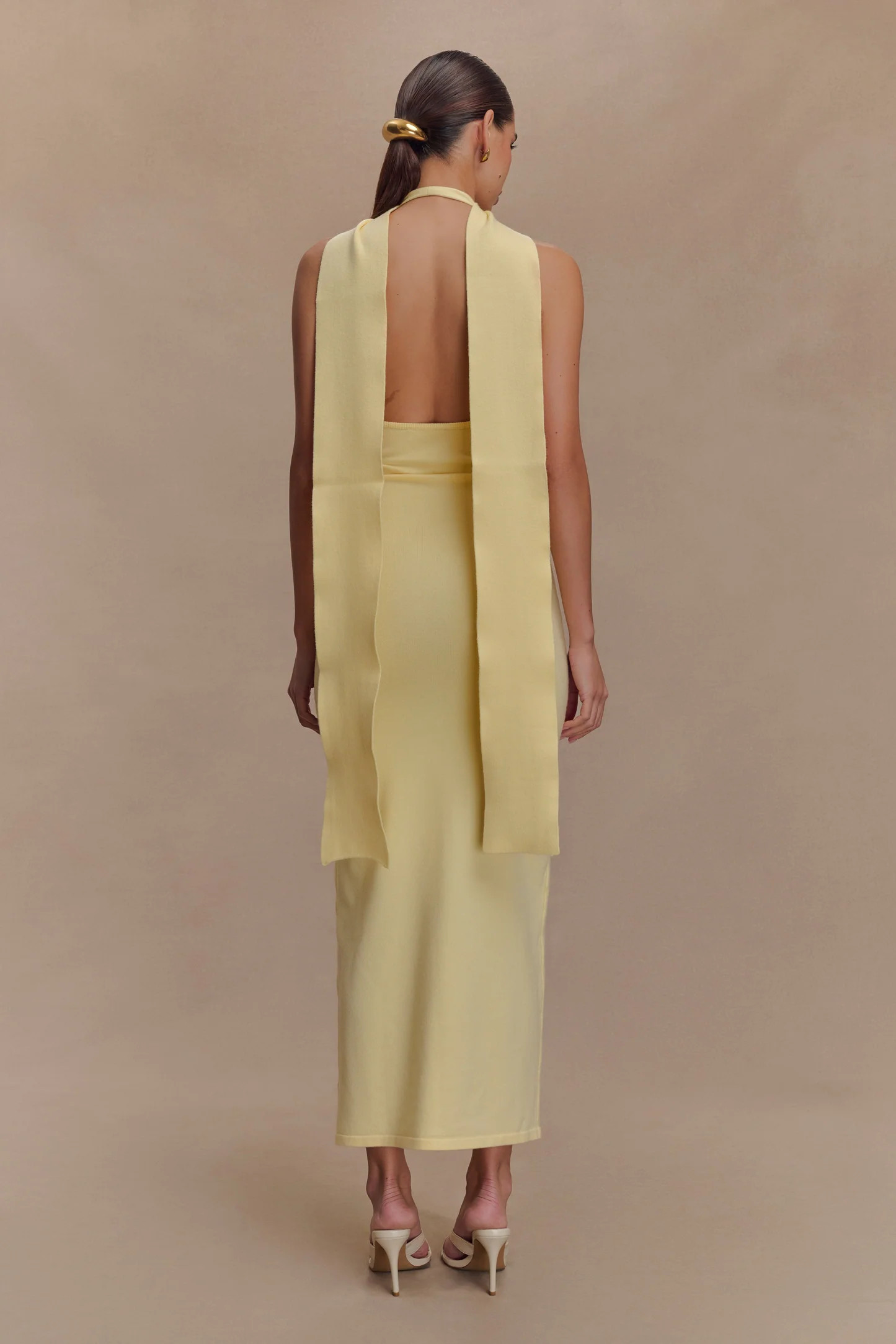 Wynn Floral Knit Midi Dress - Lemon | MESHKI US
