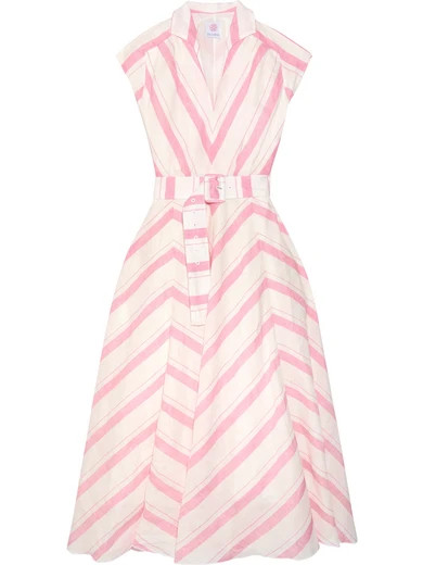 Gül Hürgel - Striped Linen Midi Dress - Pink | NET-A-PORTER (US)