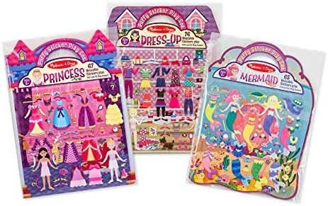 Melissa & Doug Puffy Sticker Activity Books Set: Dress-Up, Princess, Mermaid - 208 Reusable Stickers | Amazon (US)