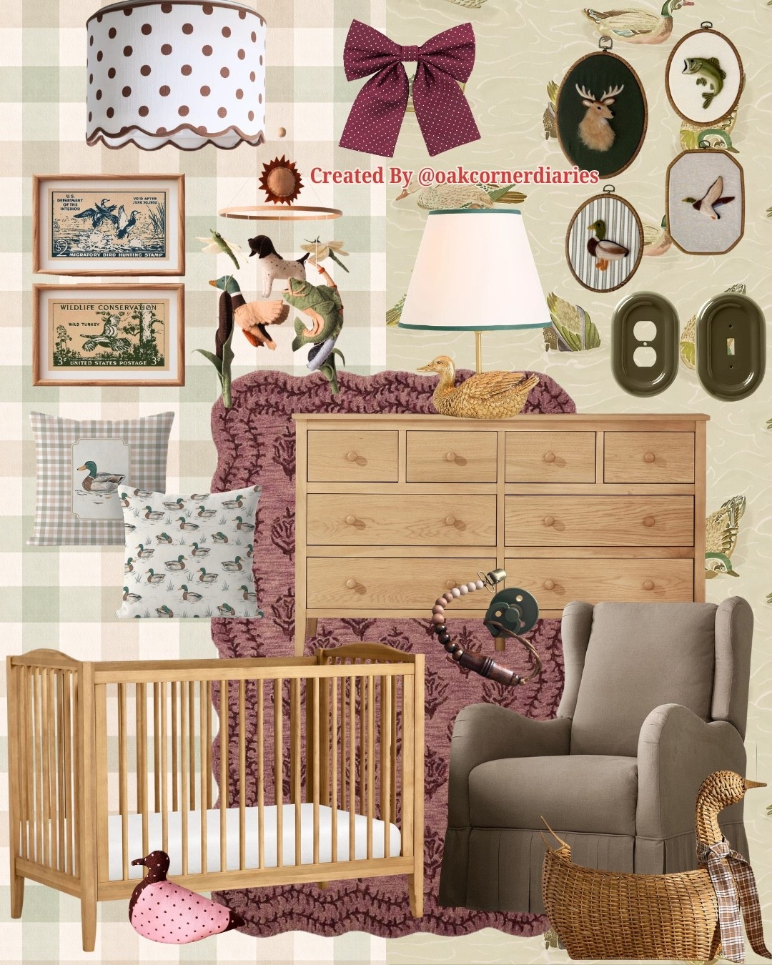Classic cabin charm with a whimsical touch. 🦆🌲 Inspired by vintage hunting lodges, this nursery blends rich wood furniture, duck motifs, cozy plaids, nature-inspired accents, and heirloom details for a space that feels both timeless and inviting. Everything is linked for you to shop

#LTKHome #LTKBaby #LTKKids