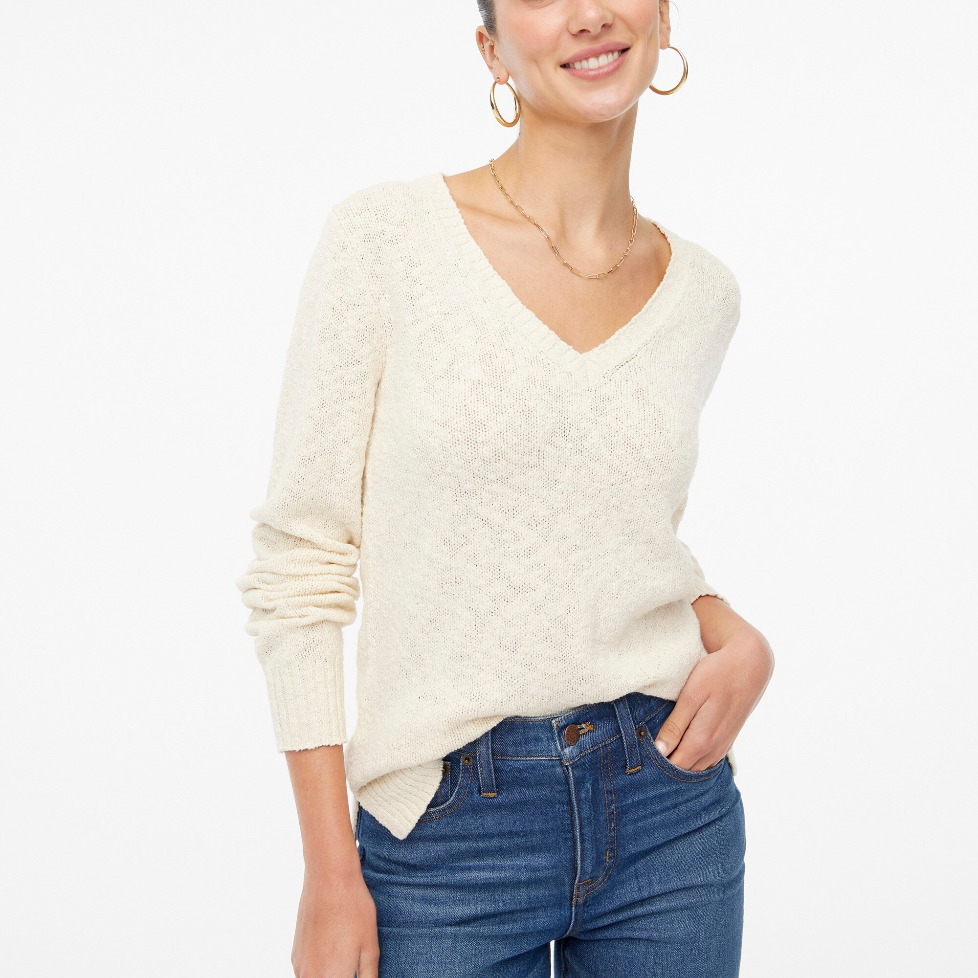 V-neck slub cotton sweater | J.Crew Factory