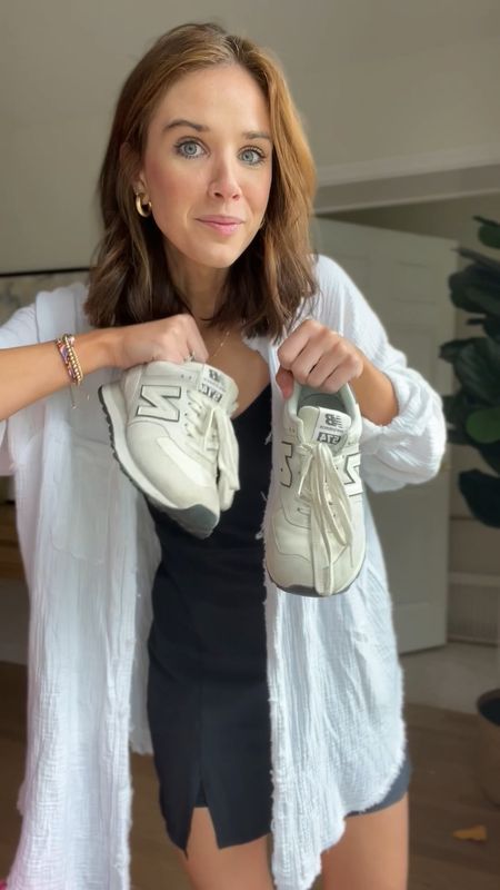 Gauze linen button down 
Traveler dress 
New balance sneakers 

Athleisure // mom outfit // mom style // casual outfit 

#LTKFind #LTKSeasonal #LTKstyletip