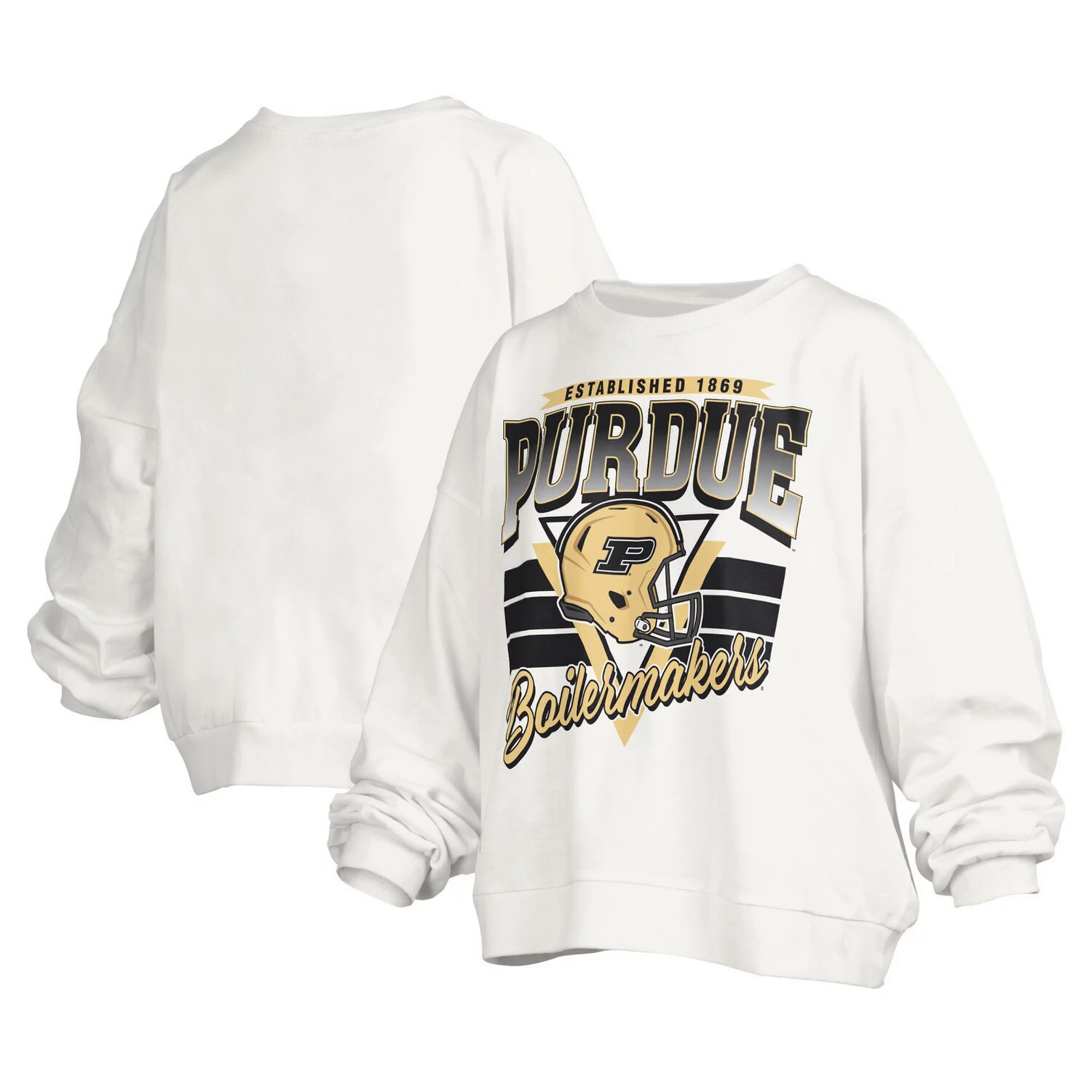 Women's Pressbox White Purdue Boilermakers Janice Retro Logo Oversized Pullover Sweatshirt | Kohl's
