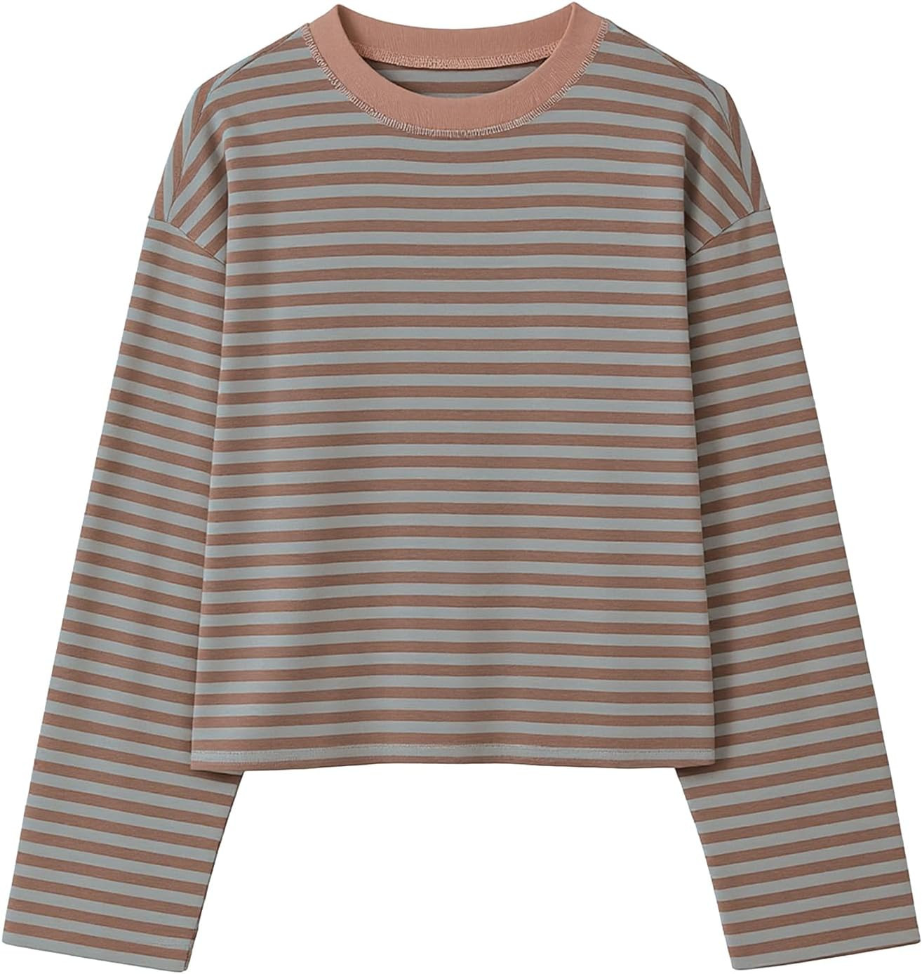 KOSUSANILL Striped Long Sleeve Shirt Women Oversized Baggy Crewneck Tshirt | Amazon (US)