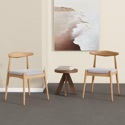 KWPZQEB Wooden Dining Chairs Set of 2, Modern Fabric Upholstered Chairs with Ergonomic Backrest, Dining Chairs for Dining Room - Beige & Natural | Target