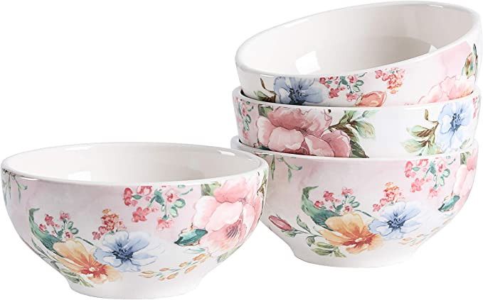 Bico Margret's Garden Ceramic Bowls Set of 4, for Pasta, Salad, Cereal, Soup & Microwave & Dishwa... | Amazon (US)