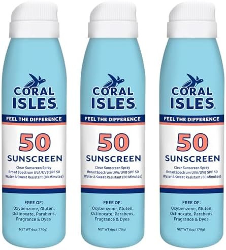 Coral Isles Reef Safe Sunscreen SPF 50 Spray Waterproof 6 Fl Oz Pack of 3 | Amazon (US)