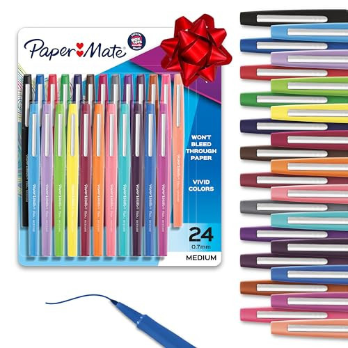 Paper Mate Felt Tip Pens, Flair Marker Pens, Medium Point, Assorted, 24 Count - Home, Office, Back to School, Teacher Supplies | Amazon (US)