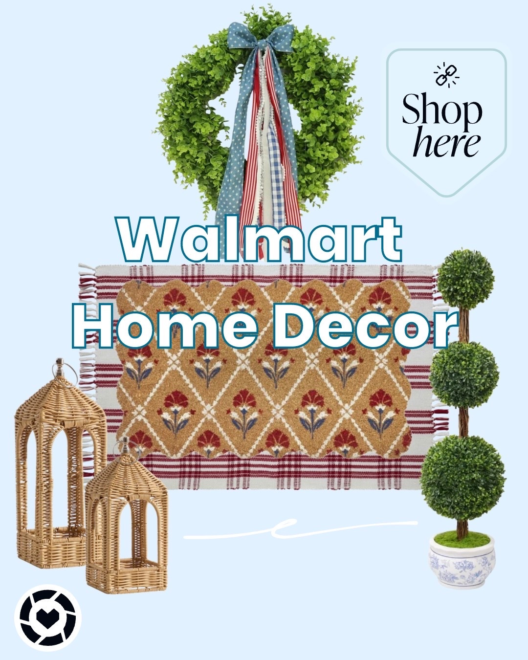 New patriotic home finds 🇺🇸✨ Loving these affordable summer decor pieces from Walmart — the perfect mix of classic Americana and cozy charm. From the layered doormat look to the festive wreath + ribbon detail, this setup makes your front porch feel instantly elevated for Memorial Day and the 4th of July ❤️🤍💙

Everything is budget-friendly, easy to style, and gives that high-end look without the price tag. Linking all my favorites on LTK!

#WalmartHome #PatrioticDecor #AmericanaStyle #FrontPorchDecor #SummerDecor #FourthOfJulyDecor #MemorialDayDecor #AffordableHomeDecor #LTKHome #LTKFinds #PorchStyling #CozyHome #SeasonalDecor #BudgetFriendlyDeco

#LTKMothersDay #LTKSaleAlert #LTKHome