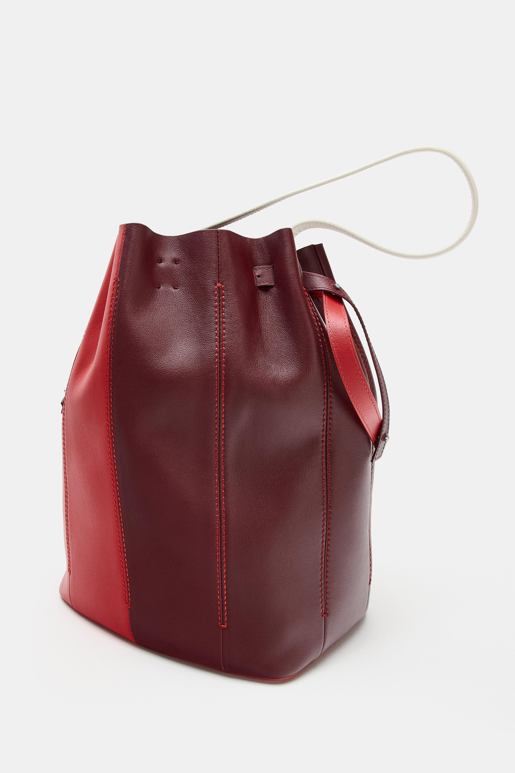 COLOUR-BLOCK LEATHER SHOULDER BAG | Zara UK