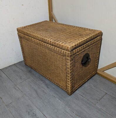 Vintage Boho Chic Asian Style Wicker Rattan Storage Chest Trunk N53 | eBay US