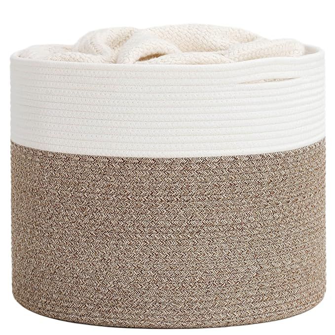 Goodpick Large Cotton Rope Basket, Durable,Sturdy 15.8"x15.8"x13.8"-Baby Laundry Basket Woven Bla... | Amazon (US)