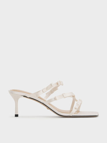 White Jessy Recycled Polyester Bow Heeled Sandals | CHARLES & KEITH UK | Charles & Keith UK