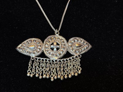 Vintage Filigree Tassel Pendant Necklace Silver Tone | eBay US