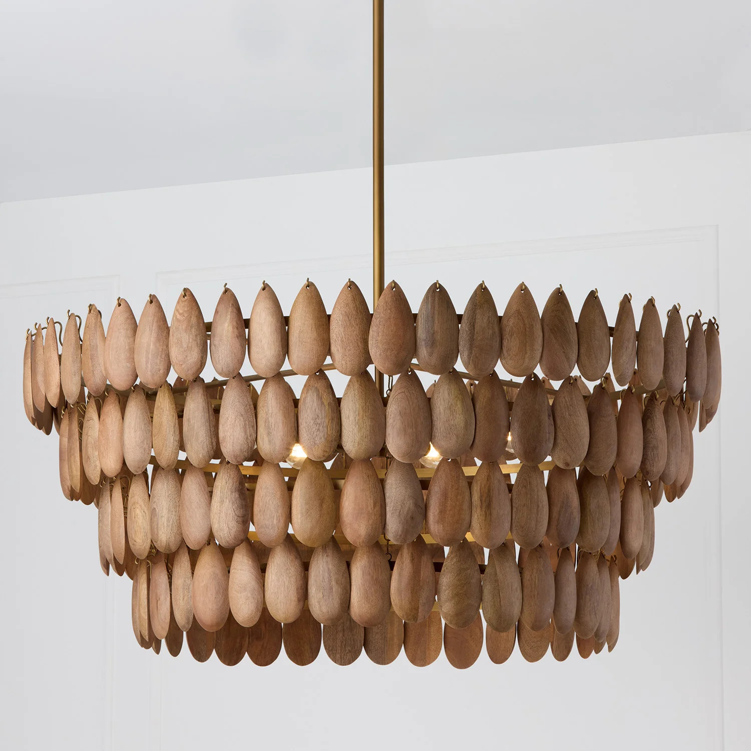 Pendant in Hand-distressed Patinaed Brass and Handcrafted Mango Wood | Wayfair North America