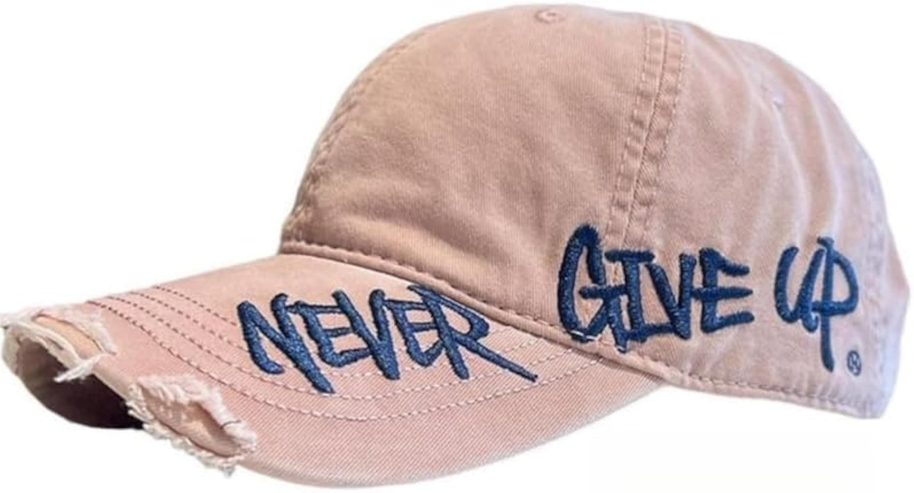 Never Give Up Distressed Cap, Adjustable Structured Dad Hat, Retro Material, Casual Outdoor Truck... | Amazon (US)