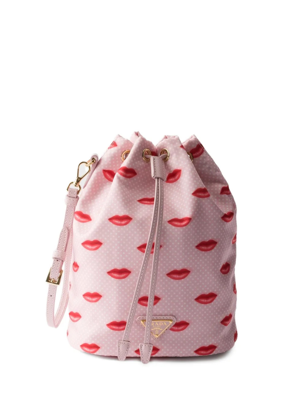 Prada Re-Nylon Printed Drawstring Bucket Bag | Pink | FARFETCH | Farfetch Global