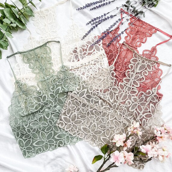 Racerback Floral Lace Longline Bralette see Description Gift | Etsy | Etsy (US)