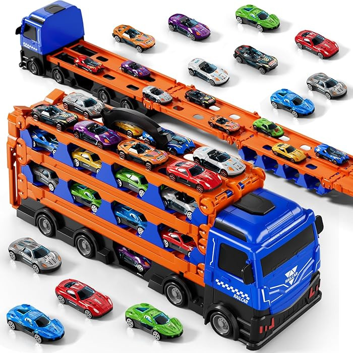 kids Catapult Railcar Toys : Toy Truck for 3 4 5 6 Years Old Kids Boys | 78-Inch Race Track Trans... | Amazon (US)