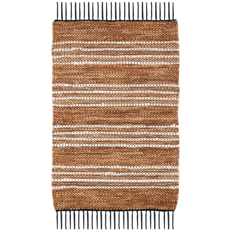 Hartzell Striped Handmade Handwoven Brown/Beige Area Rug | Wayfair North America