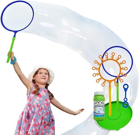 Giant Bubble Wand Set: Big Bubble Maker Toy for Kids and Adults with Bubble Refill, Fun Outdoor a... | Amazon (US)