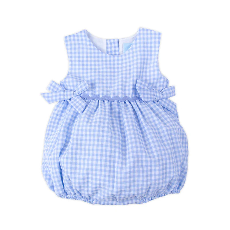 Light Blue Gingham Ric Rac Bubble | Classic Whimsy