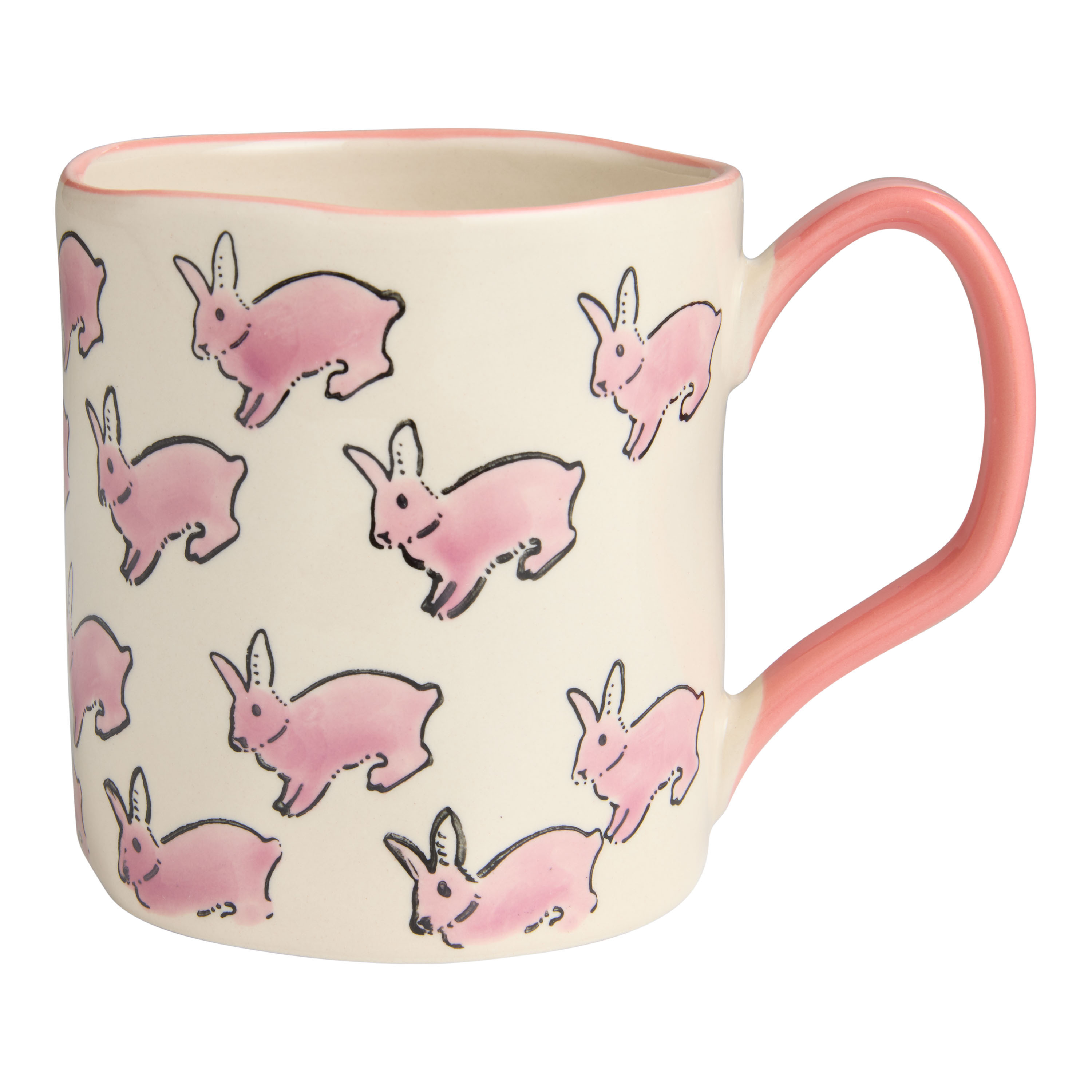 Flora Hand Painted Flower and Bunny Organic Ceramic Mug - World Market | World Market