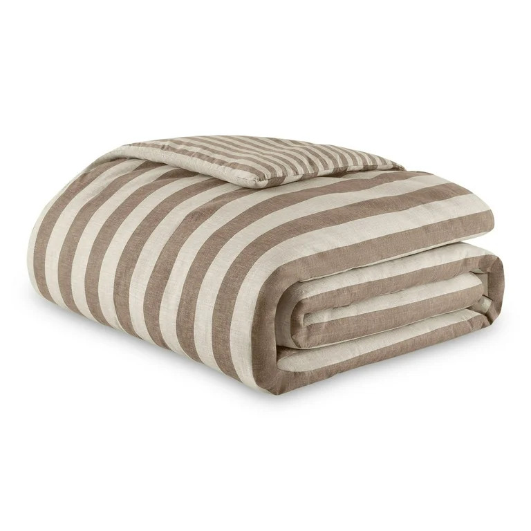 Beautiful 100% Cotton Striped 3-Piece Natural Comforter Set, King by Drew Barrymore | Walmart (US)