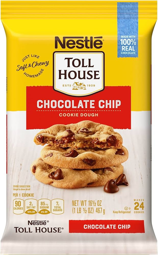 Nestle Toll House Chocolate Chip Cookie Dough with 100% Real Chocolate Chips – 2 Dozen Ready To... | Amazon (US)